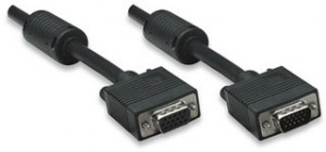Manhattan VGA Extension Cable (with Ferrite Cores), 1.8m, Black, Male to Female, HD15, Cable of higher SVGA Specification (fully compatible), Shielding with Ferrite Cores helps minimise EMI interference for improved video transmission, Lifetime Warranty, 