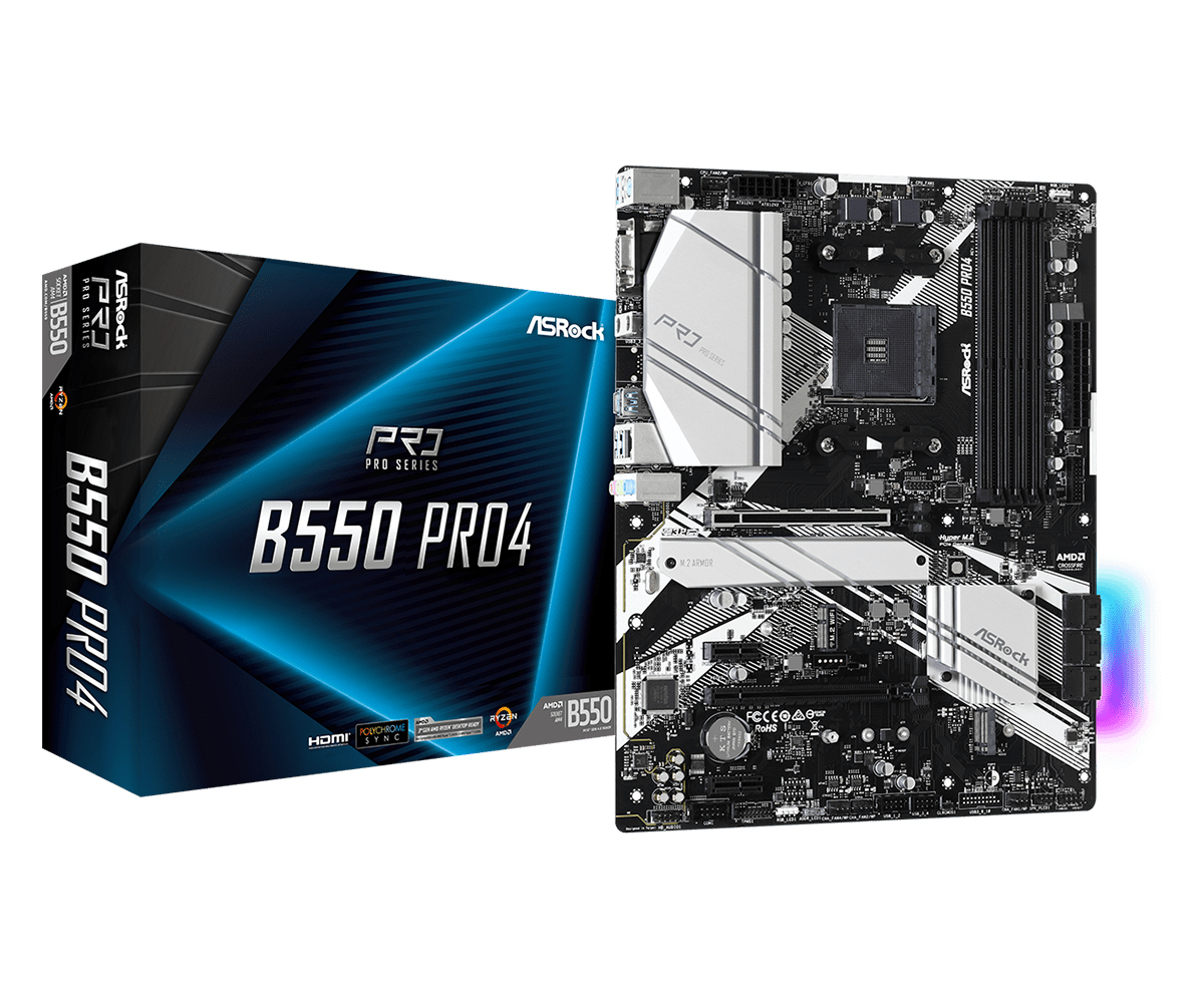 Asrock B550 Pro4 AMD B550 Socket AM4 ATX - ATX - Motherboard for AMD
