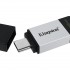 Kingston Technology DataTraveler 80 USB flash drive 128 GB USB Type-C 3.2 Gen 1 (3.1 Gen 1) Black, Silver