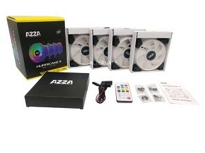 AZZA Hurricane II Dualring ARGB fan 12cm 4 in 1 set + remote