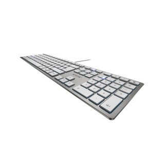 CHERRY KC 6000 Slim keyboard USB AZERTY Belgian Silver, White