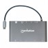 Manhattan USB-C Dock/Hub with Card Reader, Ports (x8): USB-C to HDMI, Audio 3.5mm, Ethernet, Mini DisplayPort, USB-A (x3) and USB-C, With Power Delivery (60W) to USB-C Port (Note add USB-C wall charger and USB-C cable needed), All Ports can be used at the