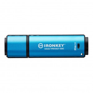 Kingston Technology IronKey VP50 USB flash drive 256 GB USB Type-C 3.2 Gen 1 (3.1 Gen 1) Black, Blue