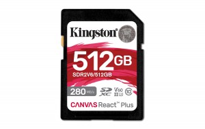 Kingston Technology 512GB Canvas React Plus SDXC UHS-II 280R/150W U3 V60 for Full HD/4K