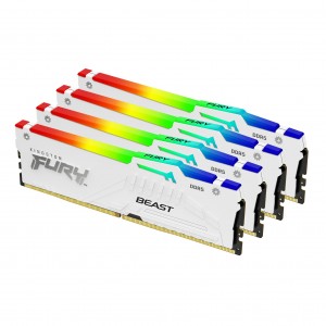 Kingston Technology FURY Beast 128GB 5200MT/s DDR5 CL40 DIMM (Kit of 4) White RGB XMP